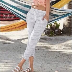 Athleta Striped White Linen Pants for Women